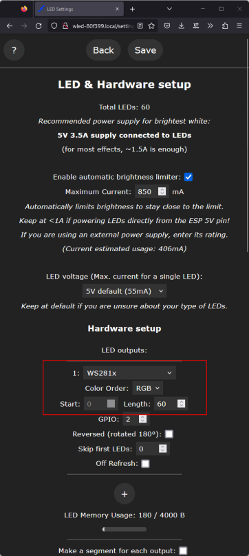 LED & Hardware setup